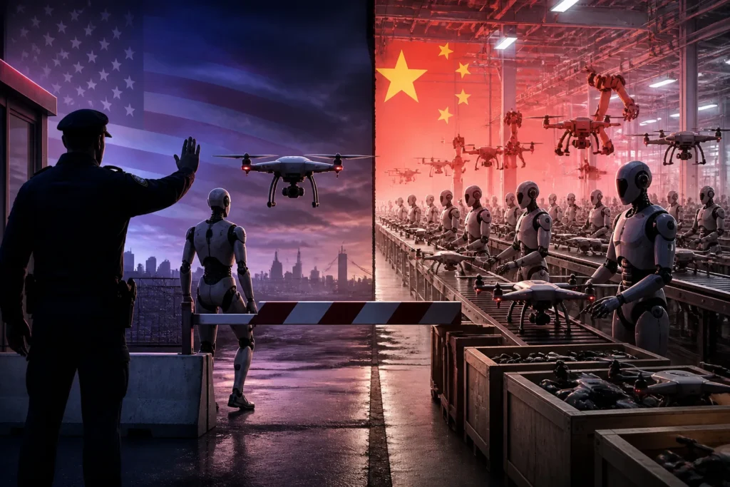 U.S. restricts Chinese drones and humanoids while China exploits manufacturing…